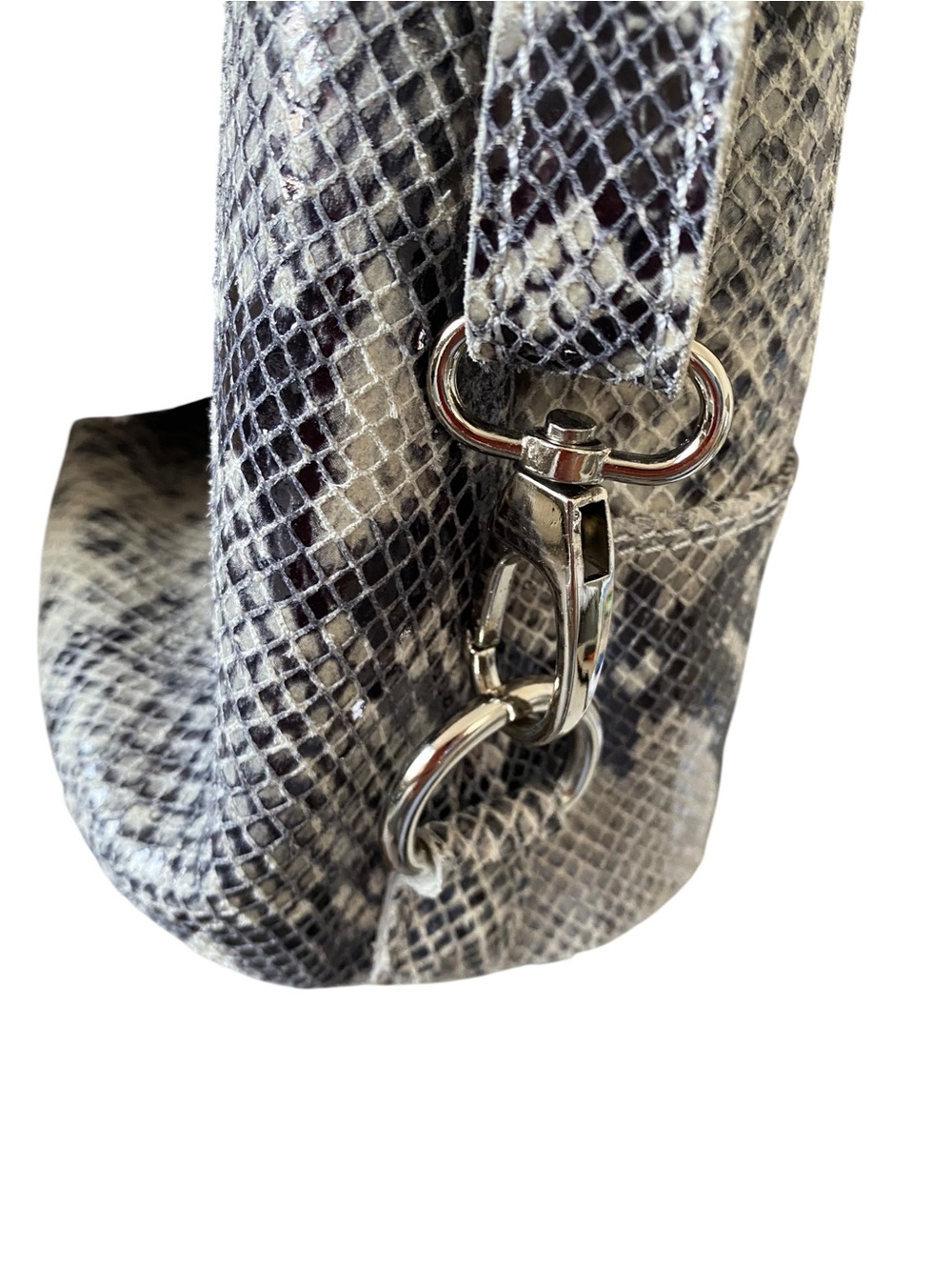 Bevini Modena B290 Italian Caw Leather Python Print Convertible Shoulder Bag - Picture 5 of 16